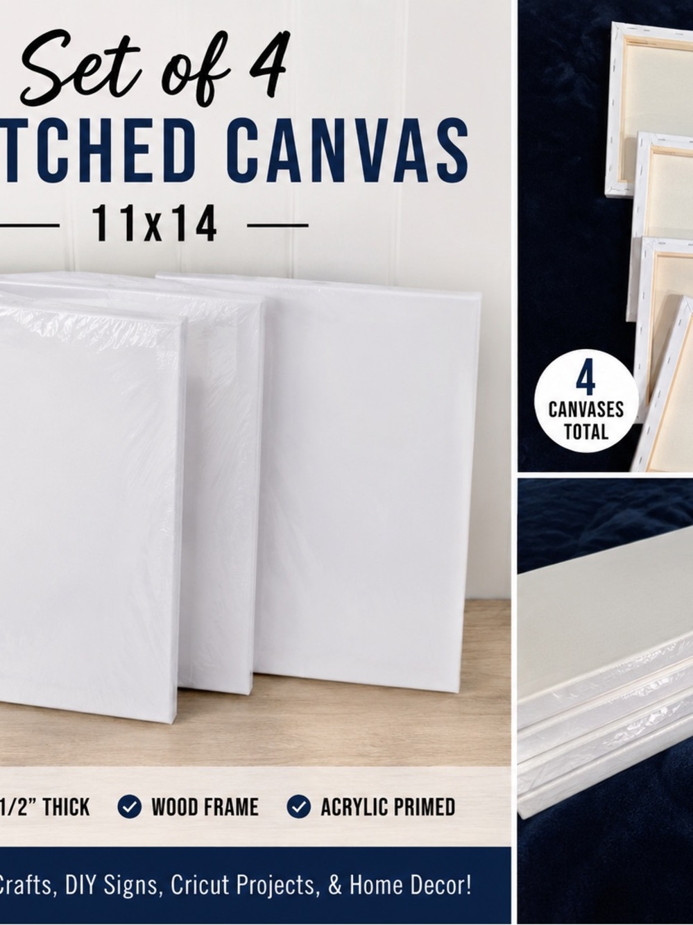 4 Pack 11x14 Stretched Canvases New